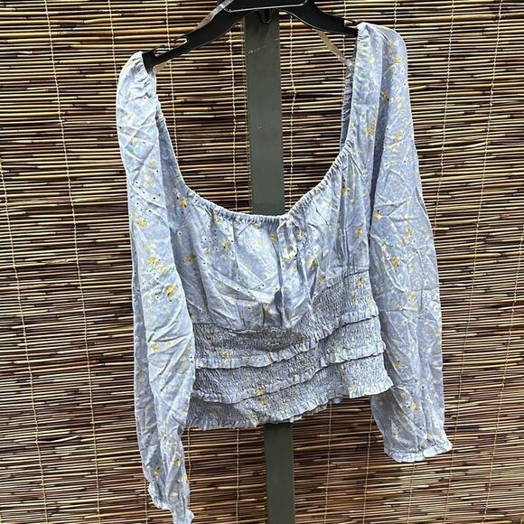 Planet Gold Juniors Square-Neck Smocked Top Size XL - Picture 2 of 3